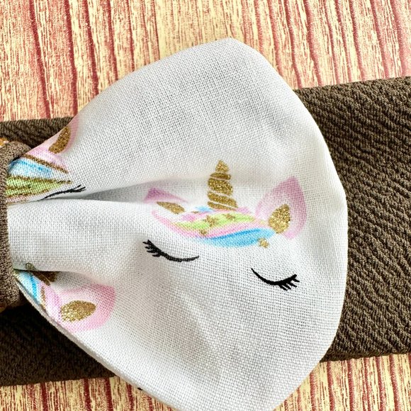 Brand New Handmade Girls Green Headband with a Beautiful Matching Unicorn Bow - Picture 2 of 3
